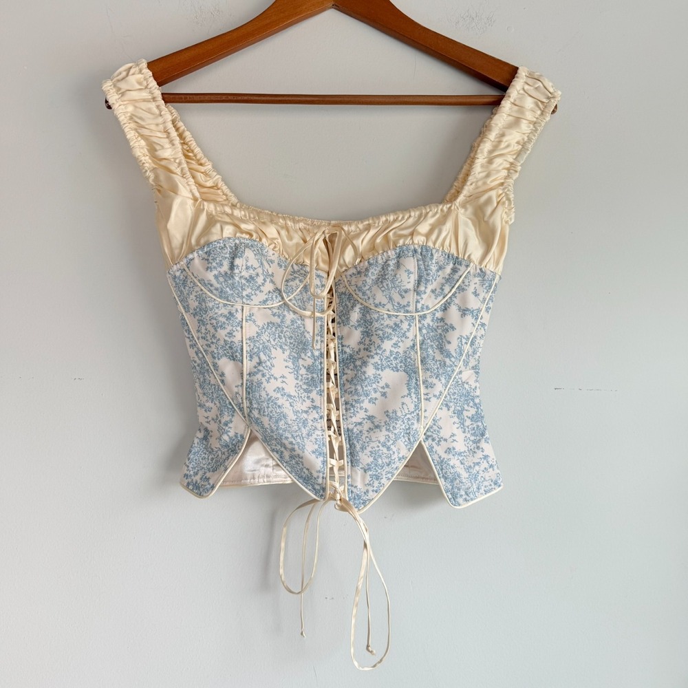 Fair Par Foutch Angelina Corset Top Small Milkmaid Coquette Cottagecore Silk